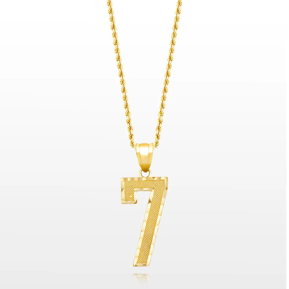 10k Solid Gold Jersey Number Pendant