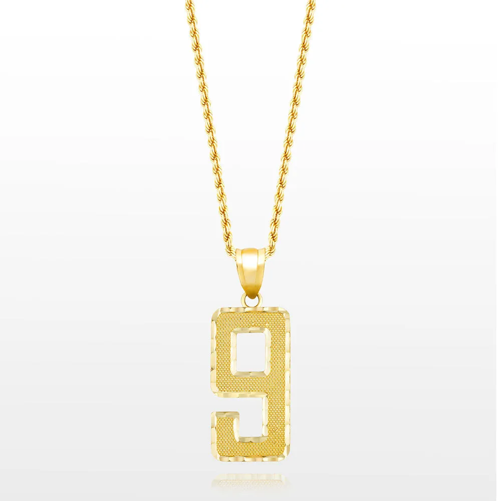 10k Solid Gold Jersey Number Pendant