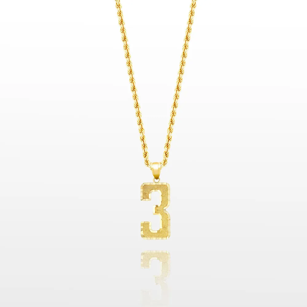 10k Solid Gold Small Jersey Number Pendant