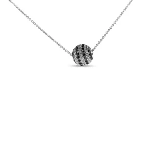 14K White Gold White and Black Diamond Ball Necklace 1.00CT