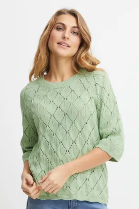 1948- Knitted 3/4 Sleeve Jumper- Forest Shade Green- Fransa