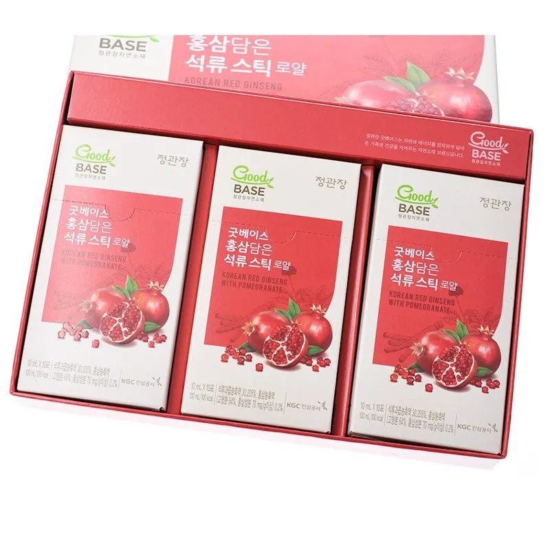 2 Boxes Good Base Korean Red Ginseng Pomegranate Sticks Royal 10ml x 30 Pouches Healthy Foods Korean Traditional Beauty Suppleme