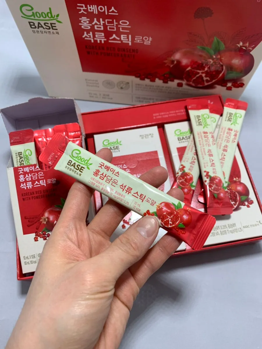 2 Boxes Good Base Korean Red Ginseng Pomegranate Sticks Royal 10ml x 30 Pouches Healthy Foods Korean Traditional Beauty Suppleme