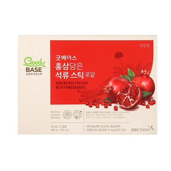 2 Boxes Good Base Korean Red Ginseng Pomegranate Sticks Royal 10ml x 30 Pouches Healthy Foods Korean Traditional Beauty Suppleme