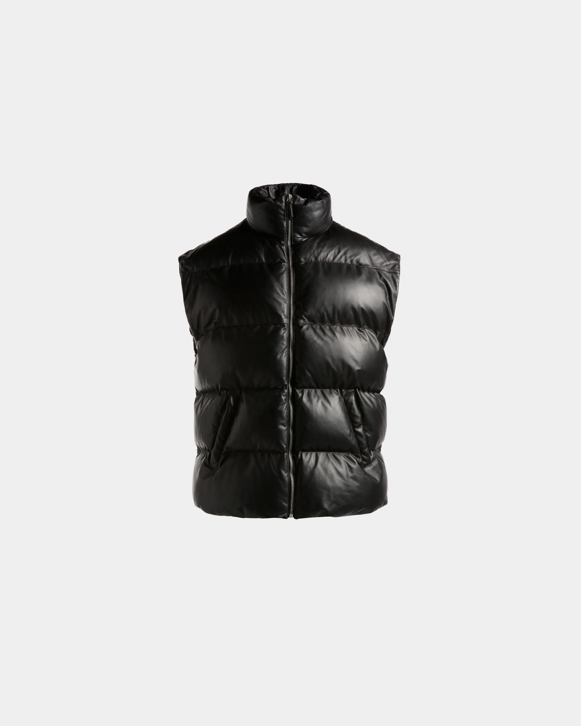 2-in-1 Puffer Jacket in Black Leather 