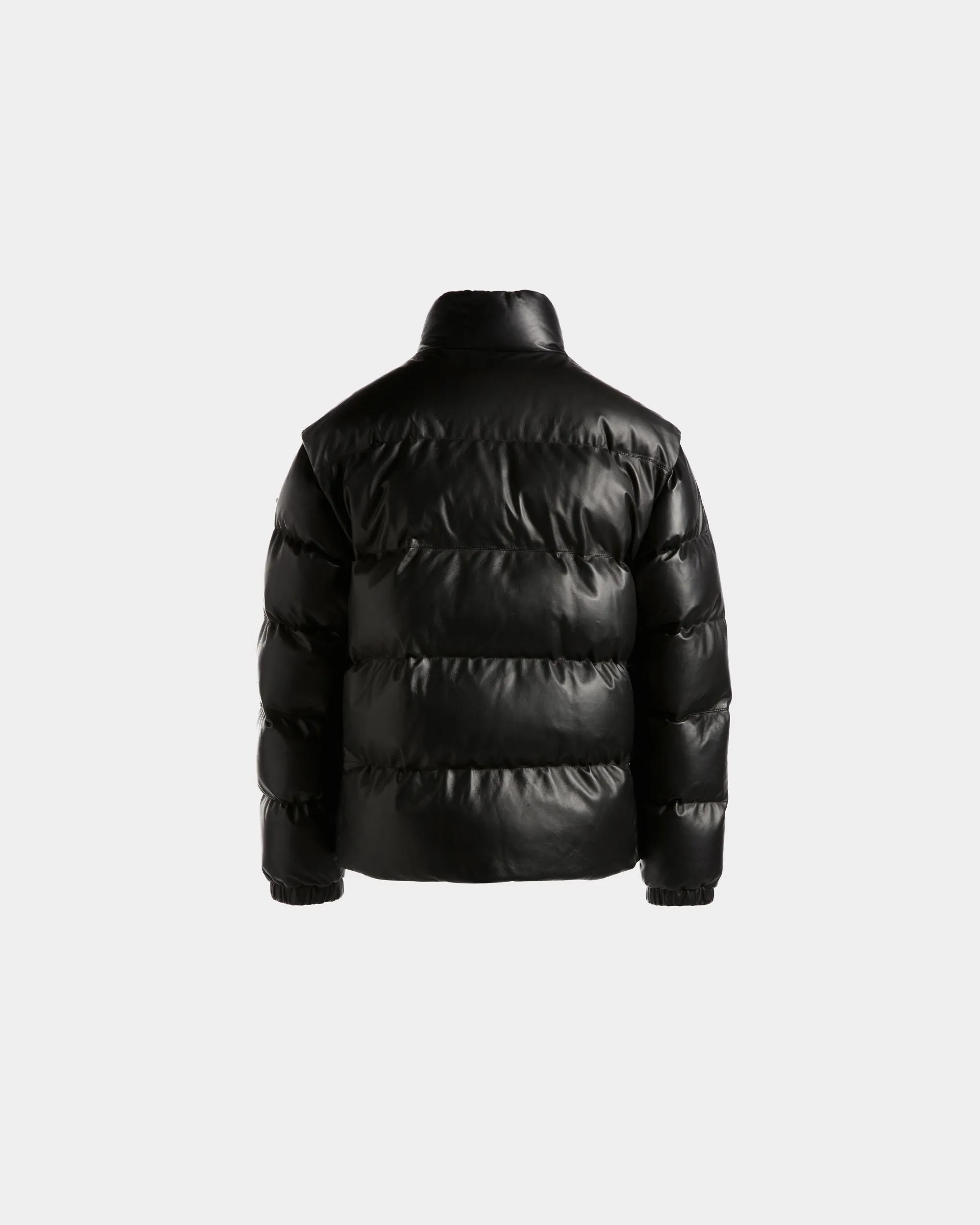 2-in-1 Puffer Jacket in Black Leather 