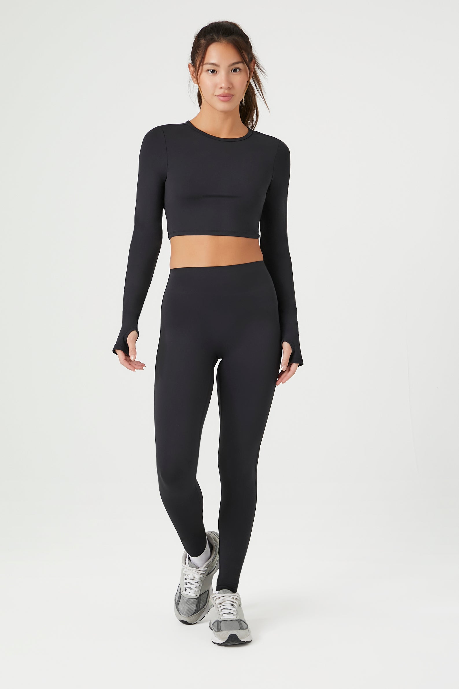 Active Cutout Thumbhole Crop Top