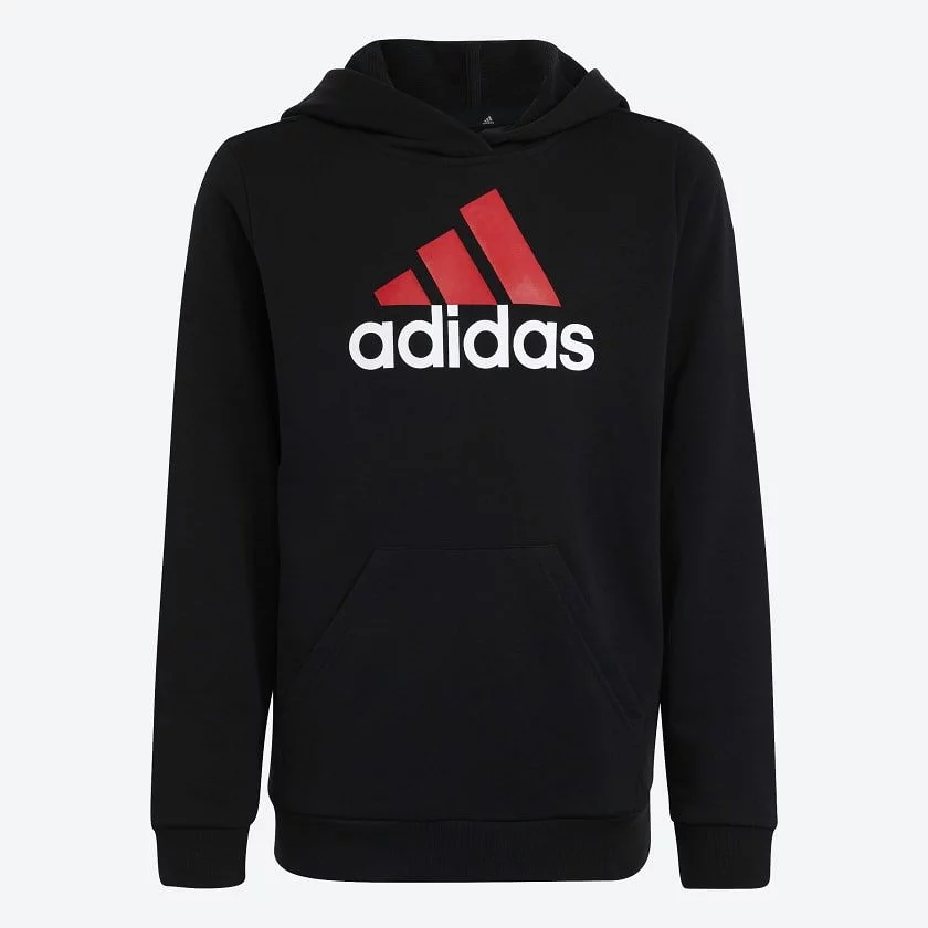 ADIDAS JUNIOR ESSENTIALS TWO-COLORED BIG LOGO COTTON BLACK/RED HOODIE