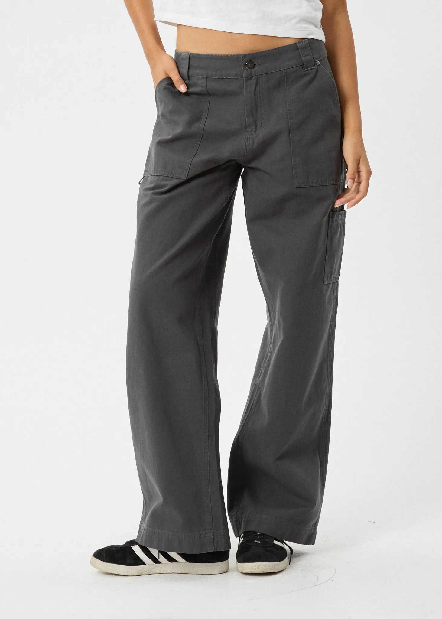 AFENDS Womens Lexi - Low Rise Carpenter Pants - Gunmetal