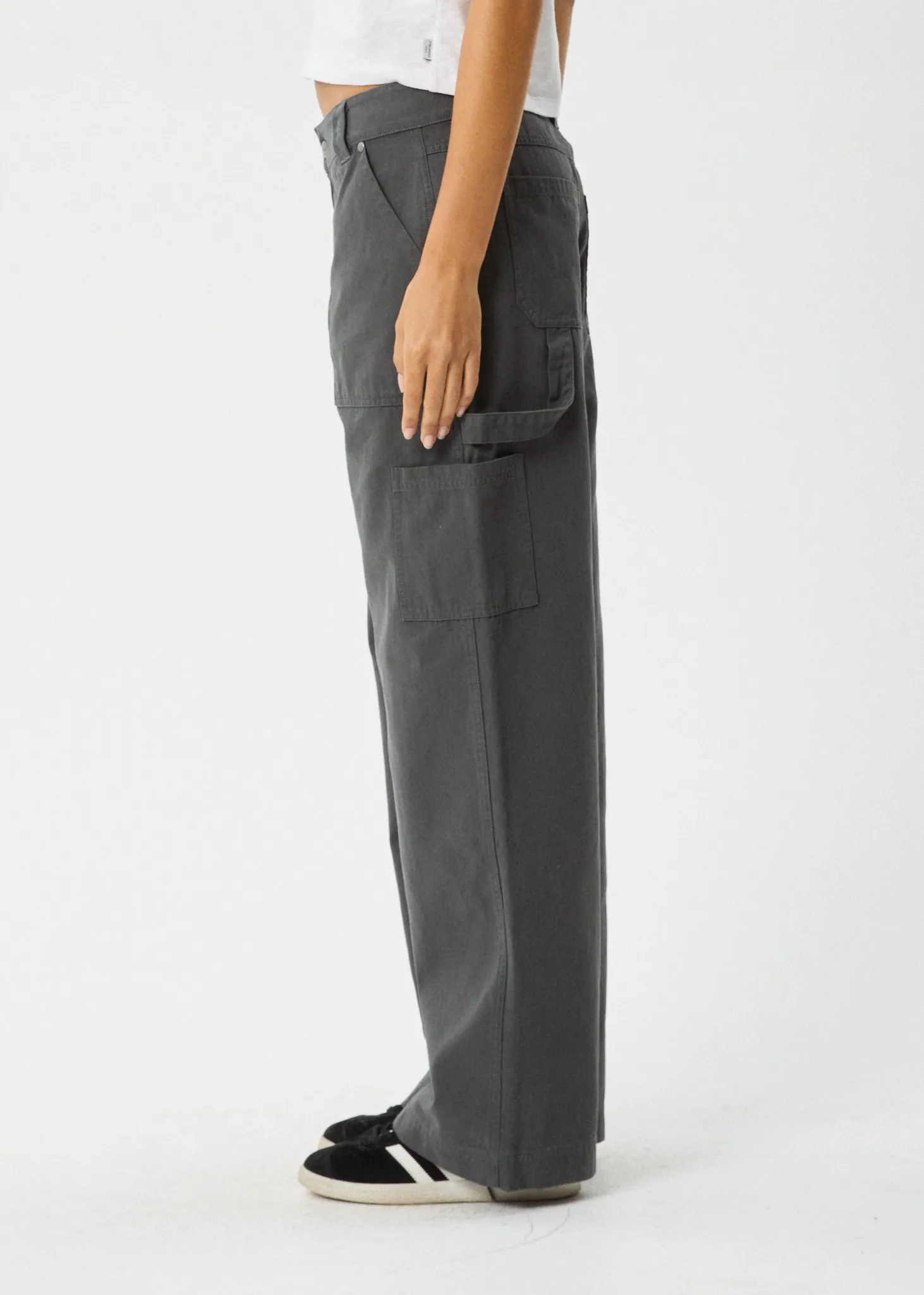 AFENDS Womens Lexi - Low Rise Carpenter Pants - Gunmetal