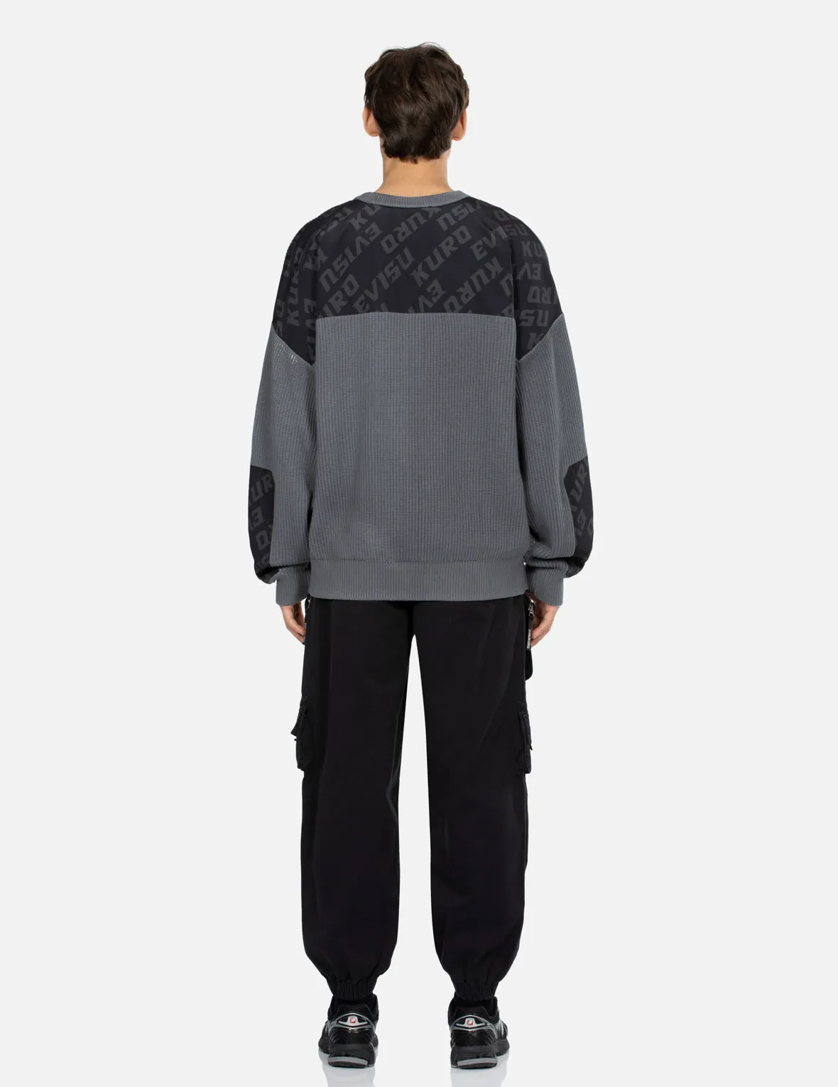 Allover Logo Printed Panel Oversized Sweater