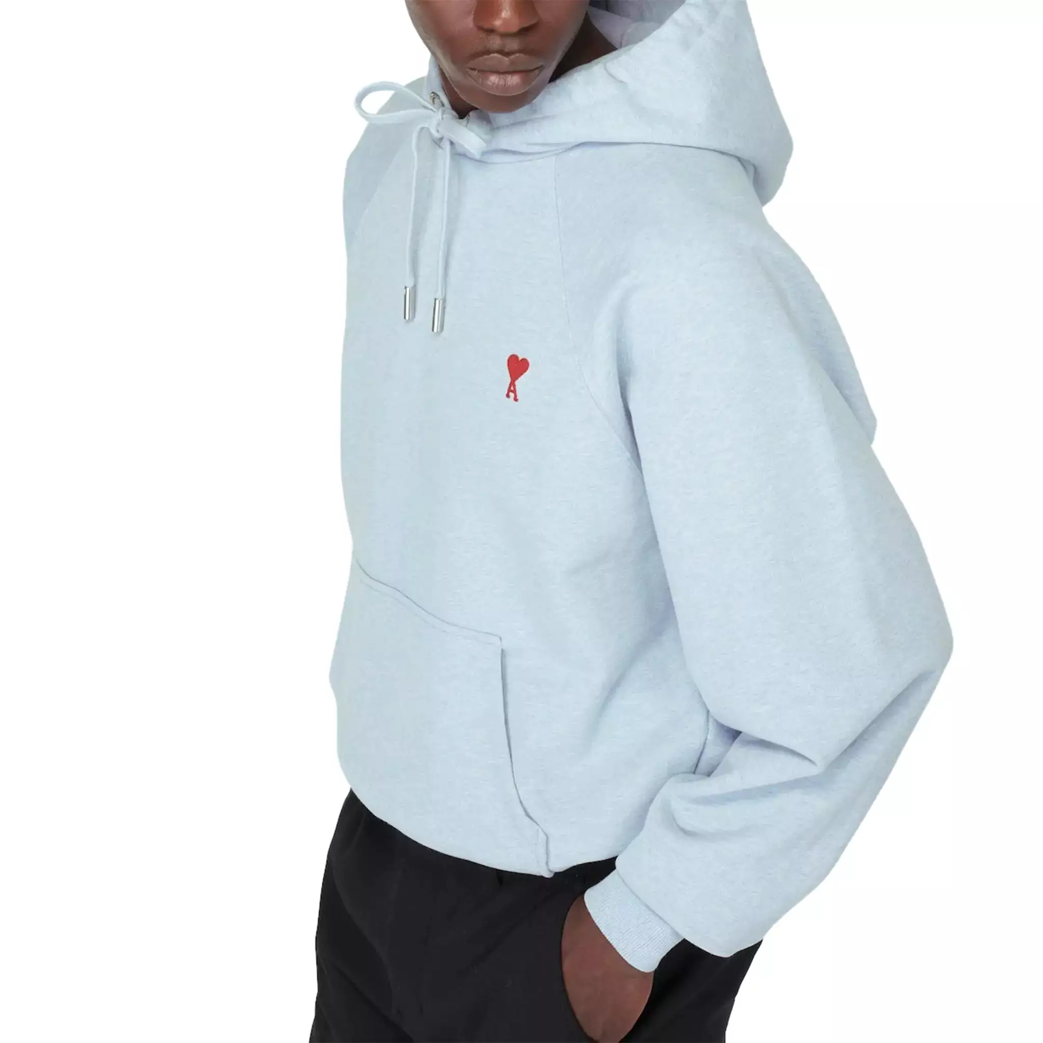 Ami Paris Ami De Coeur Cotton Sky Blue Hoodie