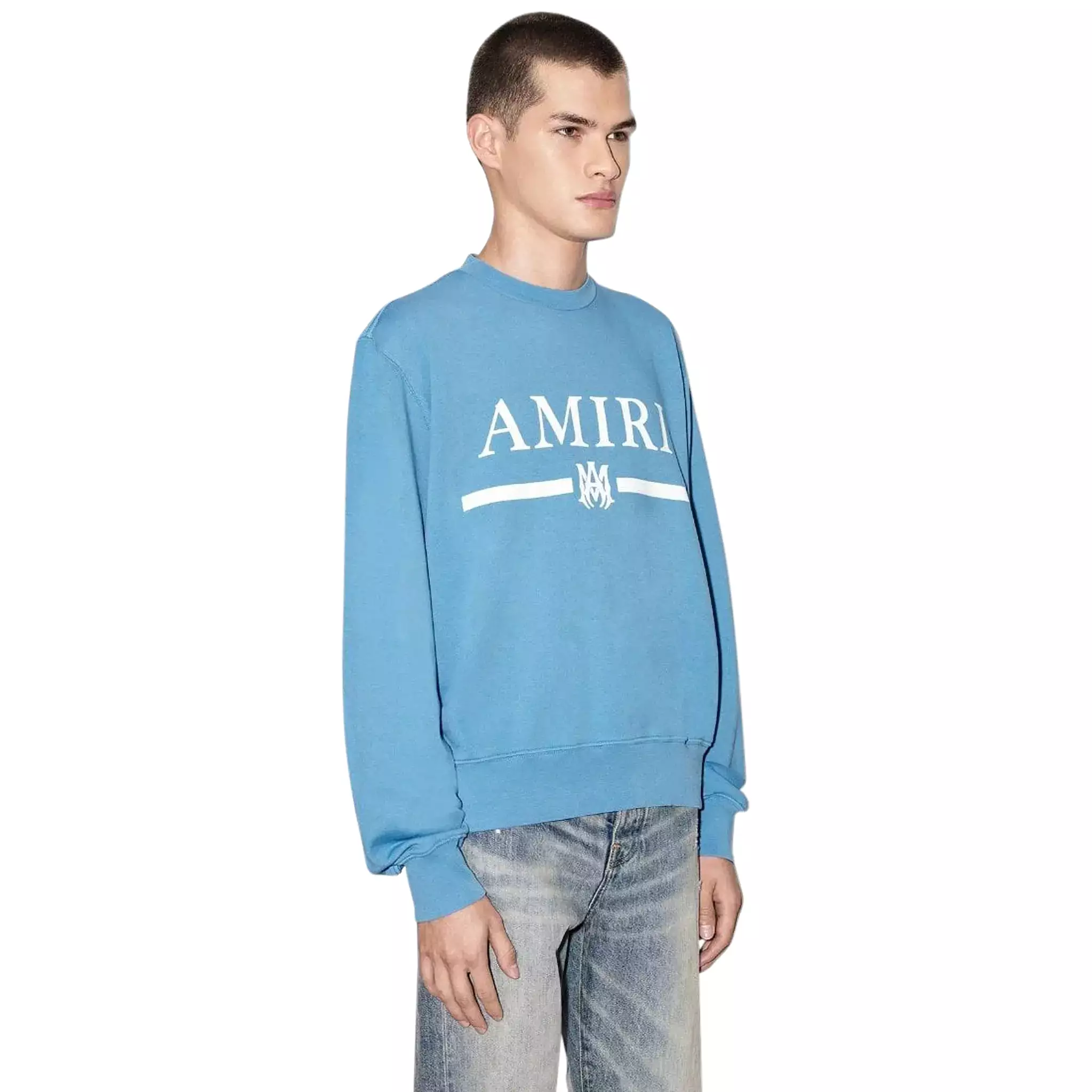 Amiri MA Bar Crewneck Carolina Blue Sweatshirt