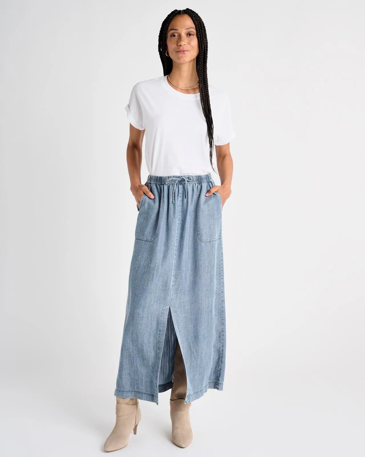 Angie Denim Maxi Skirt