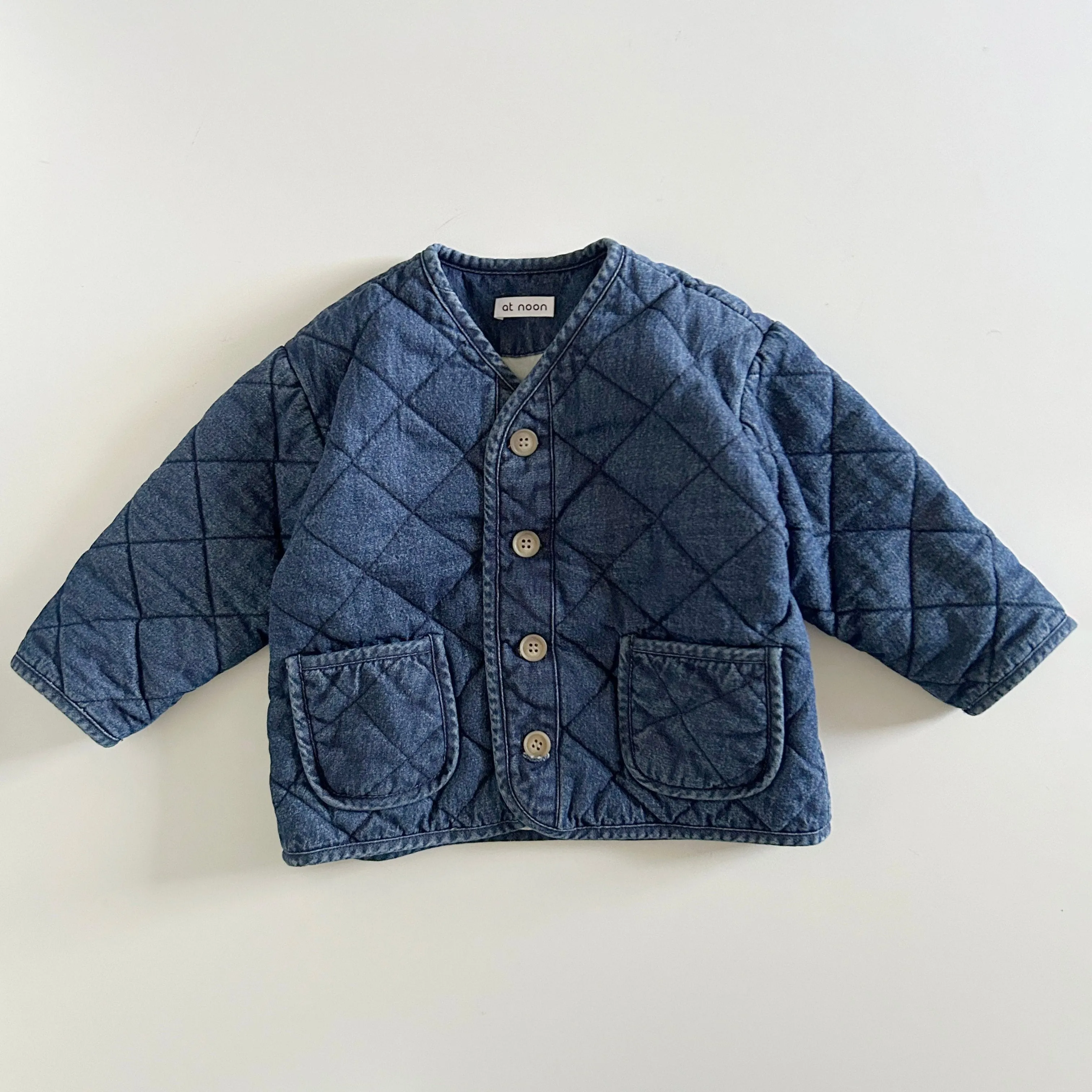 [At Noon Original Design] Baby Toddler Washed Denim Quilted Jacket  (6m-6y)