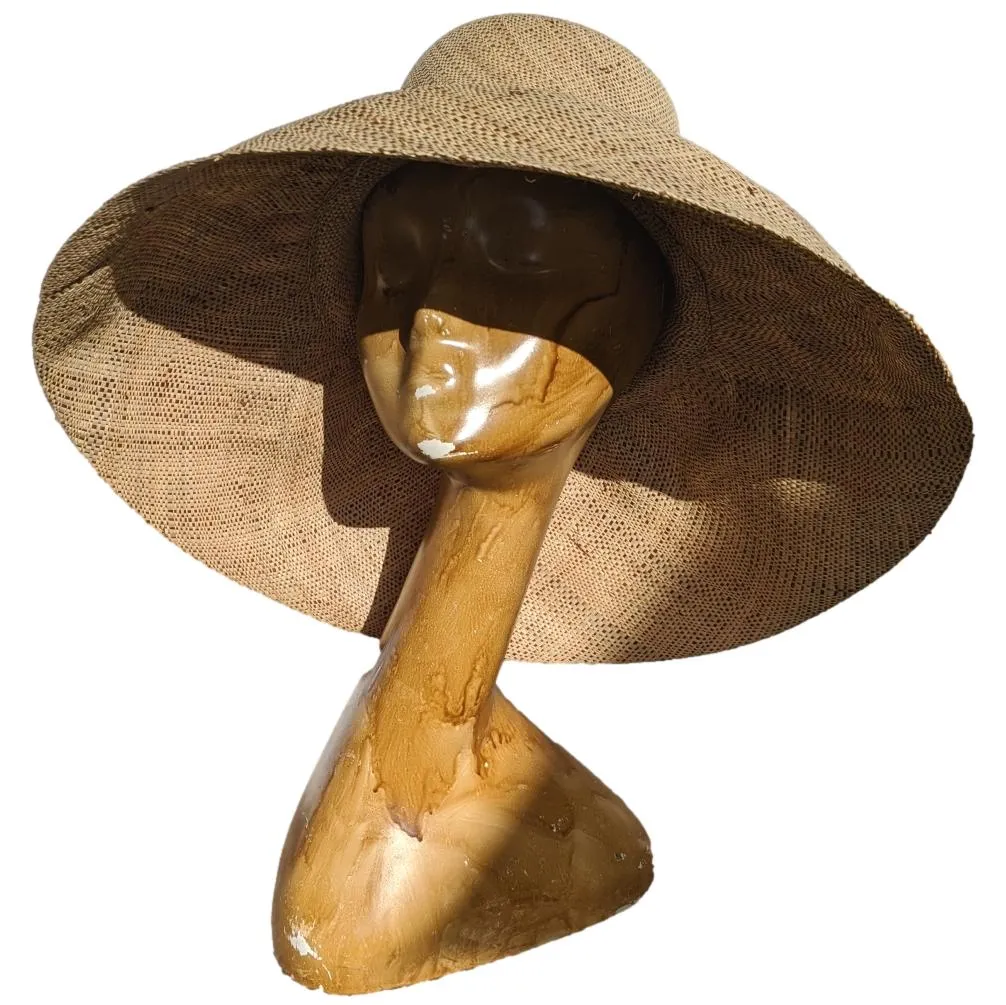 AUDREY | 5 Inches Shapeable Wide Brim Raffia Hat | Natural and Tan | UPF 50