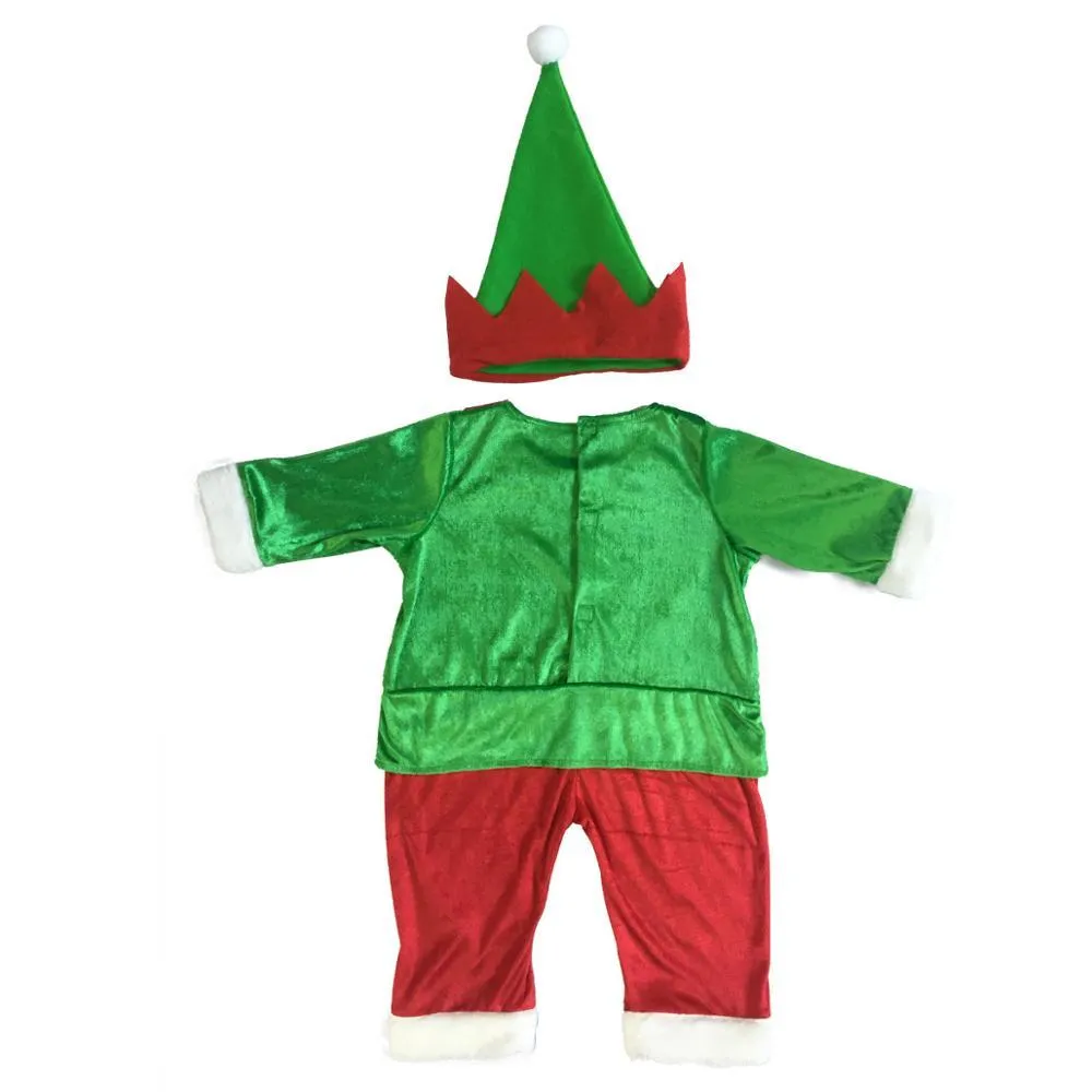 baby Clothes Christmas Children Cosplay Santa?Claus Green baby Onesie Jumpsuits 2-3y Festival Party Clothing Kids New?year Appar