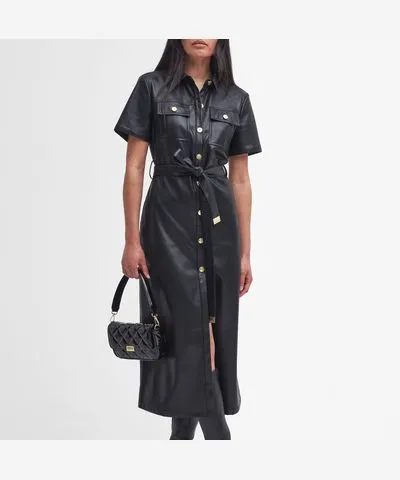 Barbour International Aria Faux Leather Midi Dress