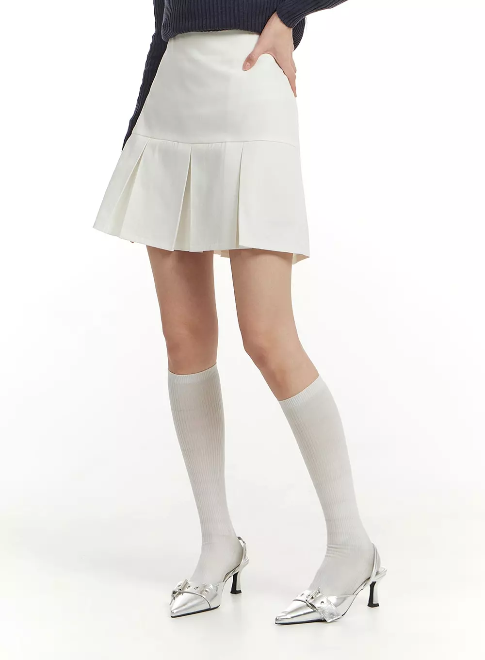 Basic Cotton Pleated Mini Skirt IM406