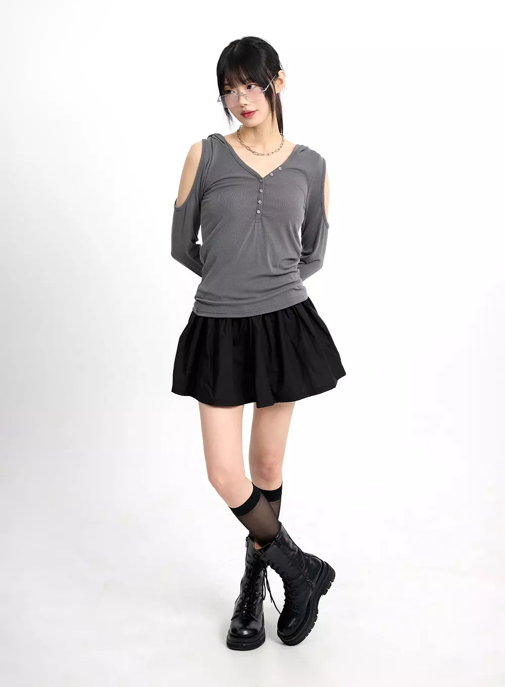 Basic Ruffle Hem Mini Skirt CM415