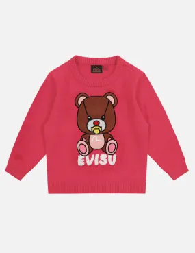 Bear Appliqué Knitted Sweater