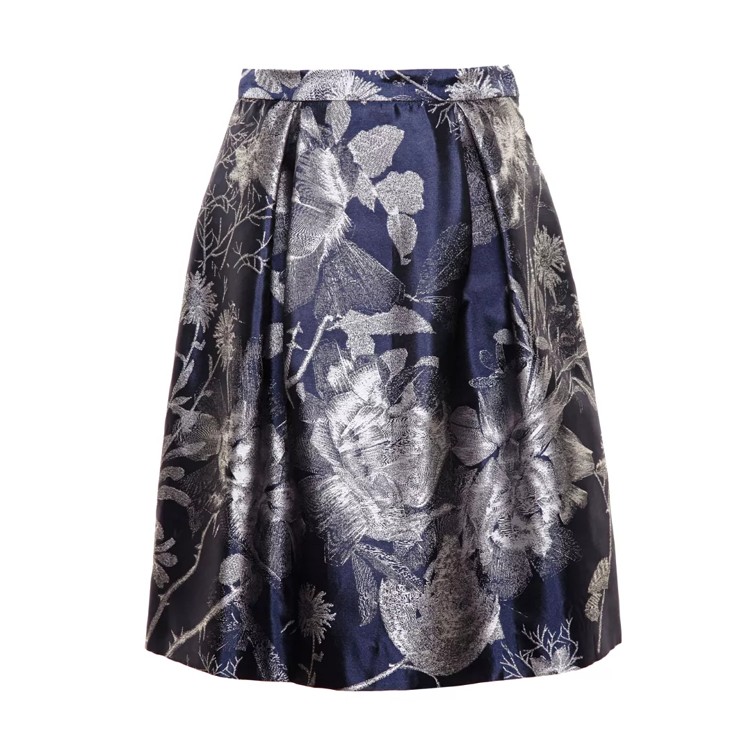 BETH FLORAL JACQUARD SKIRT BLUE