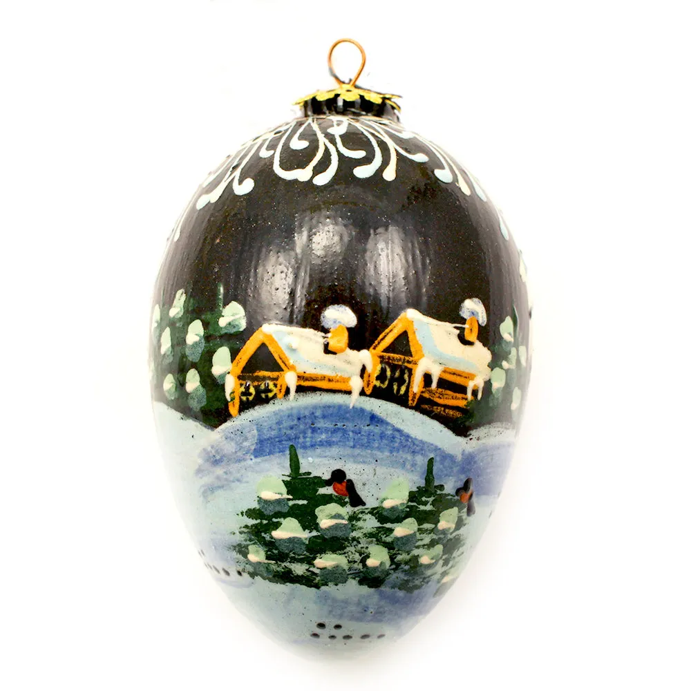 Birch Tree Egg Shape Ceramic Ornament