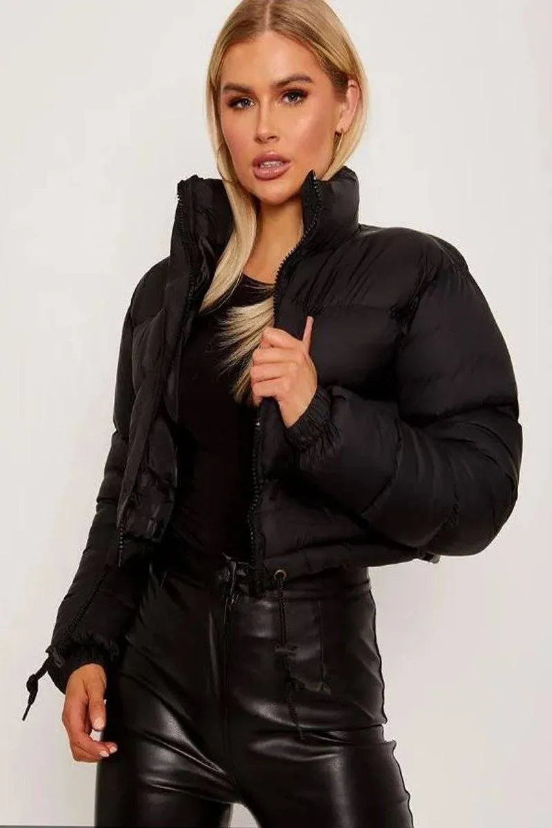 Black Cropped Puffer Jacket