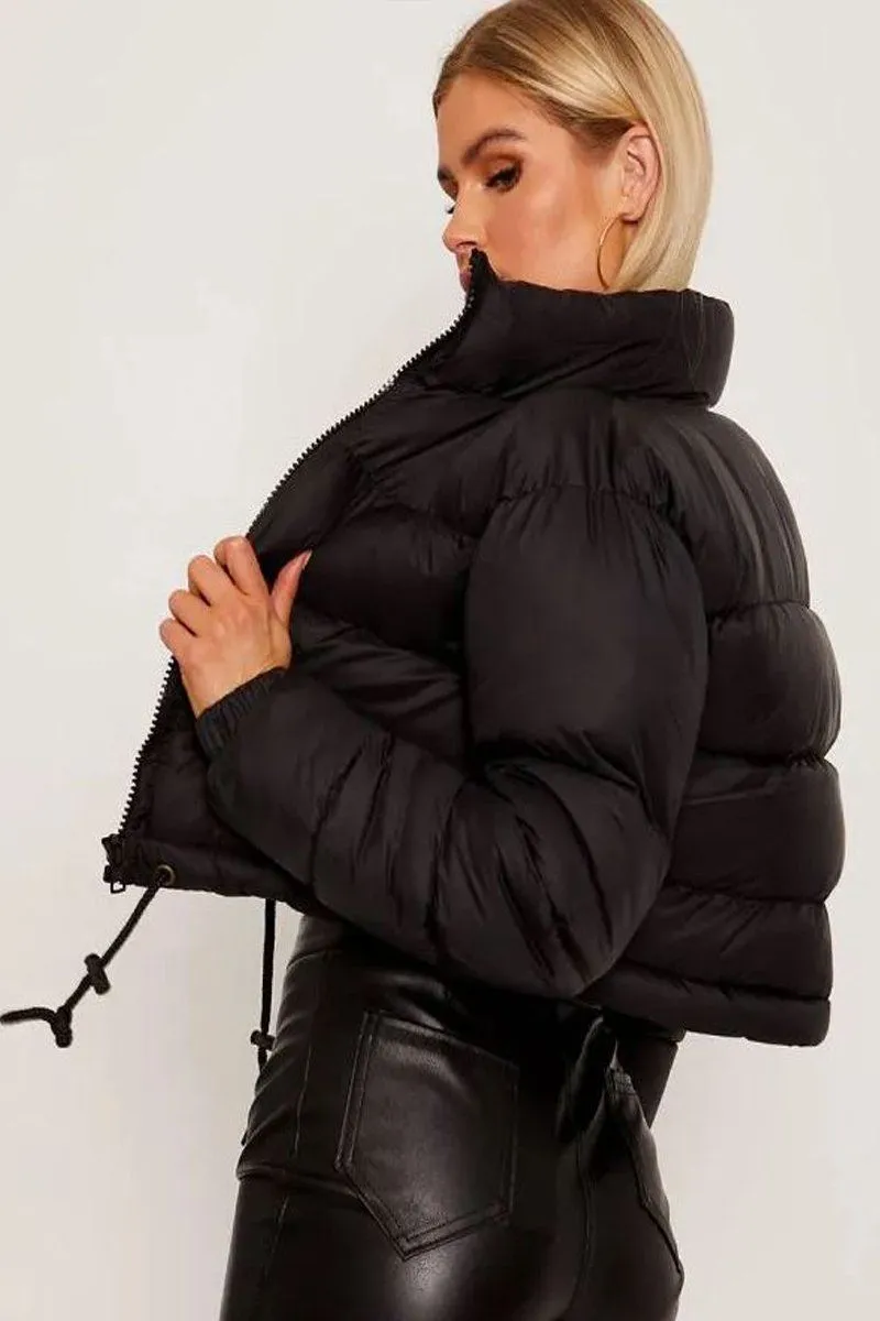 Black Cropped Puffer Jacket