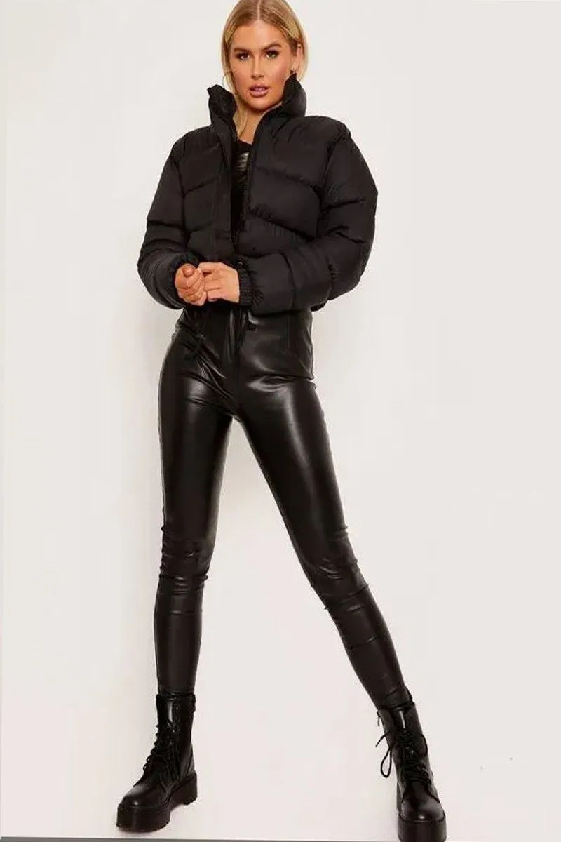 Black Cropped Puffer Jacket