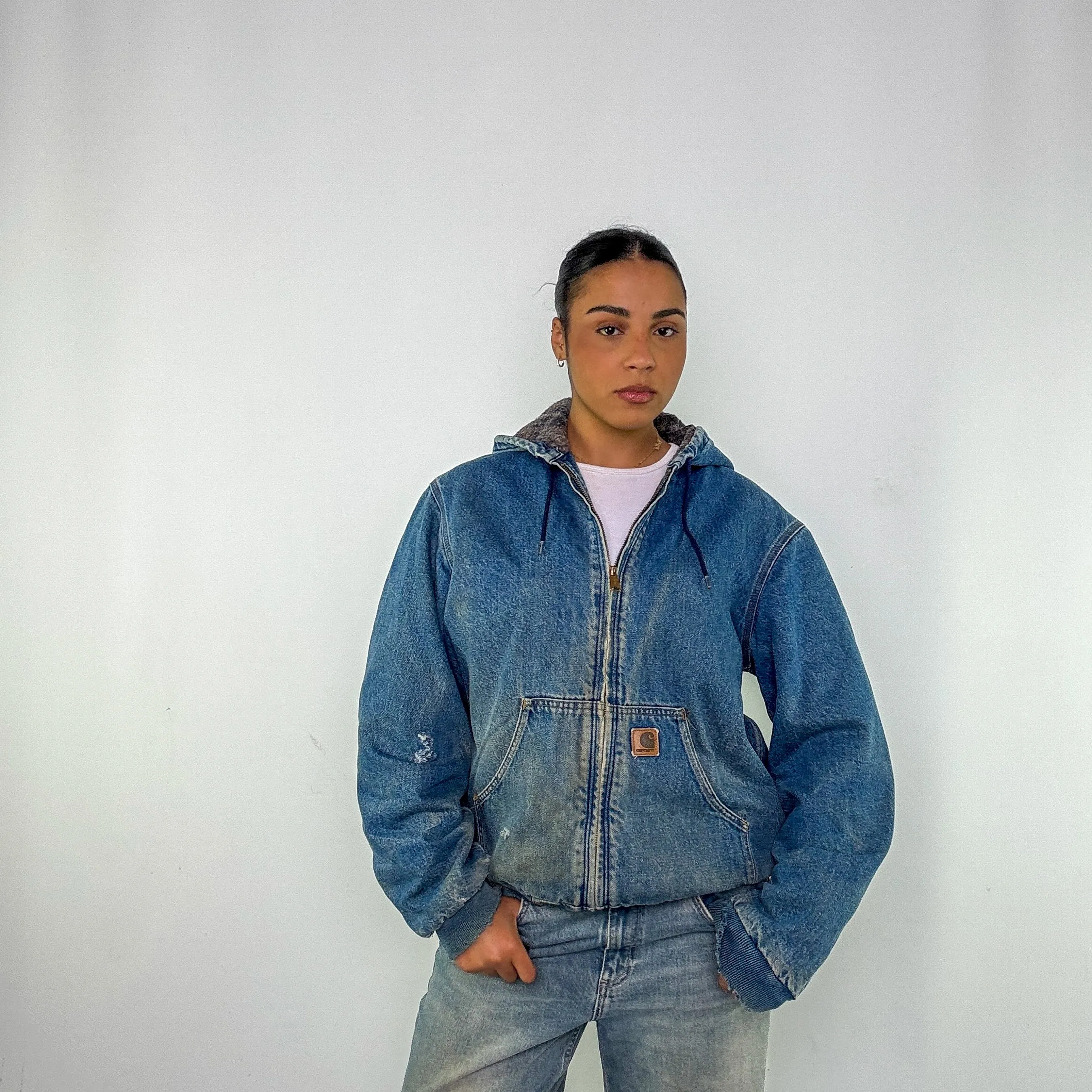 Blue 90s Carhartt Active Denim Workwear Jacket (M)