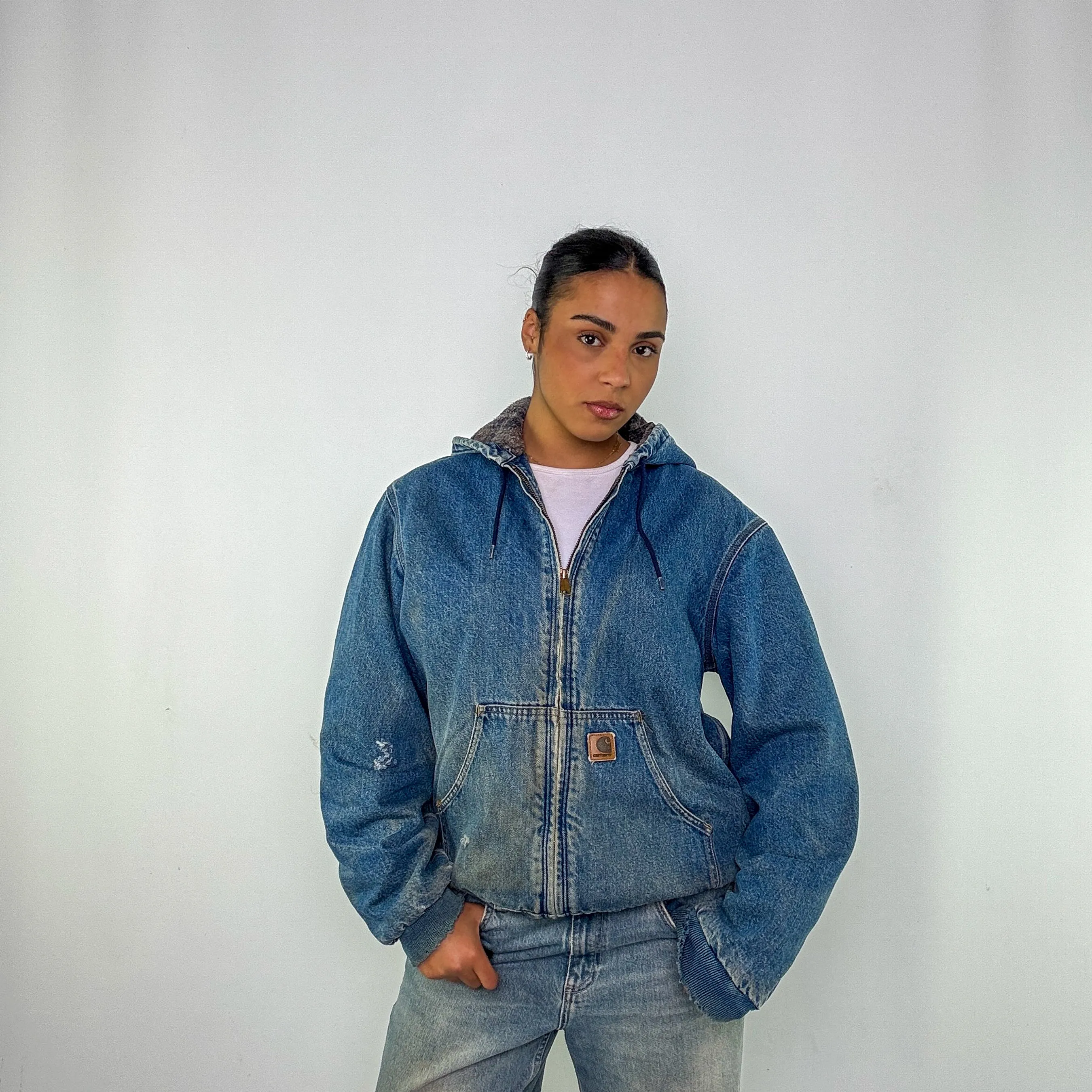 Blue 90s Carhartt Active Denim Workwear Jacket (M)