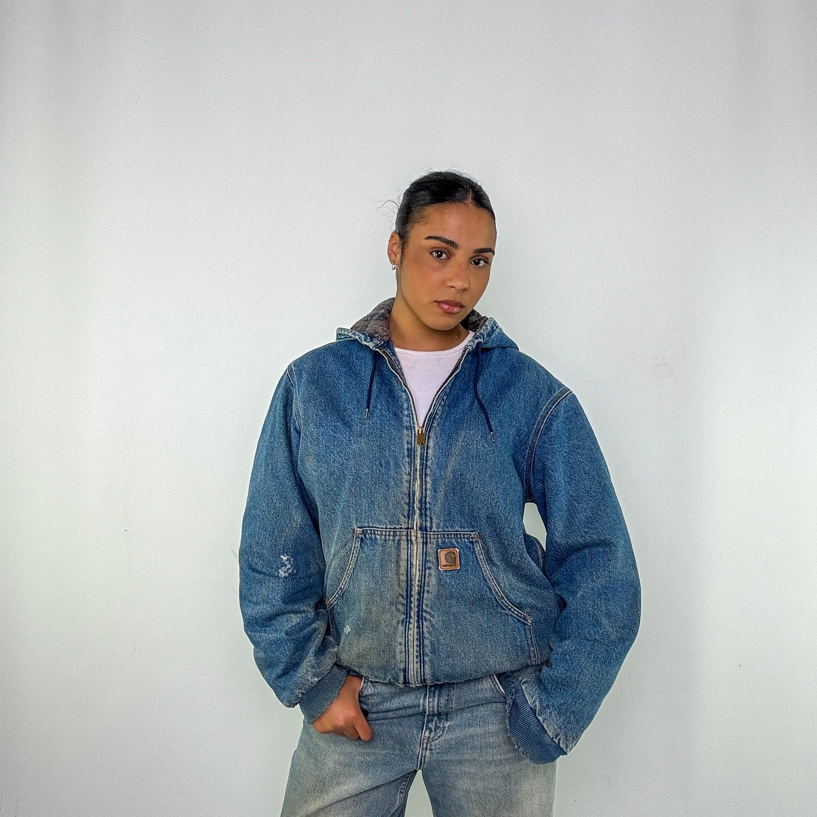 Blue 90s Carhartt Active Denim Workwear Jacket (M)