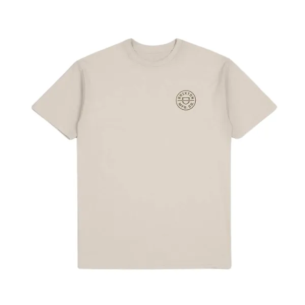 Brixton Mens Crest II S/S Standard Tee - Cream/Sea Kelp/Sepia