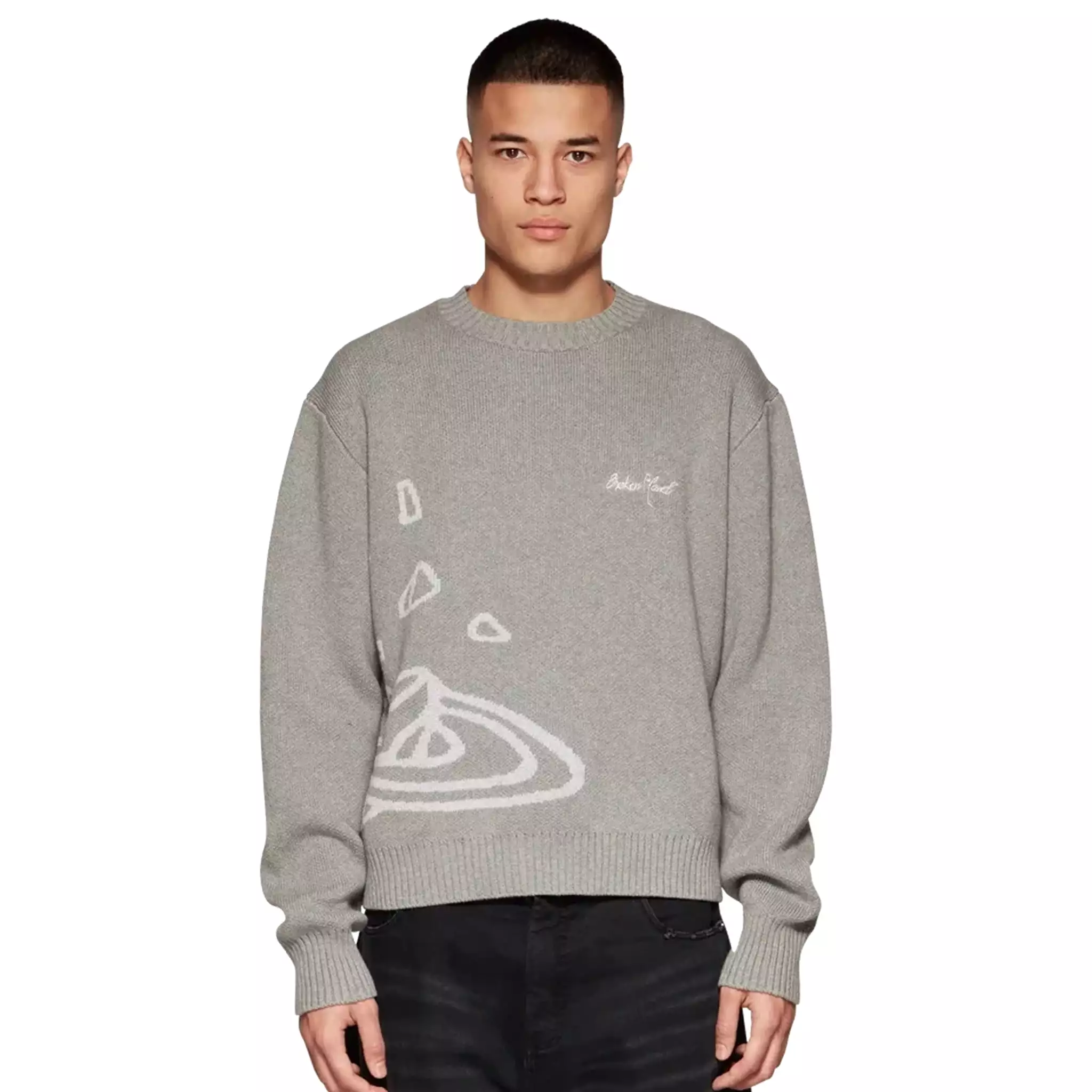 Broken Planet Heather Grey Planet Knit Sweatshirt