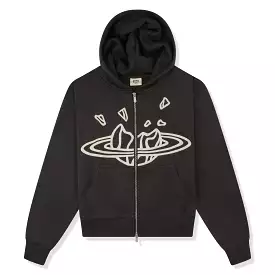 Broken Planet Space Zip-Up Soot Black White Hoodie