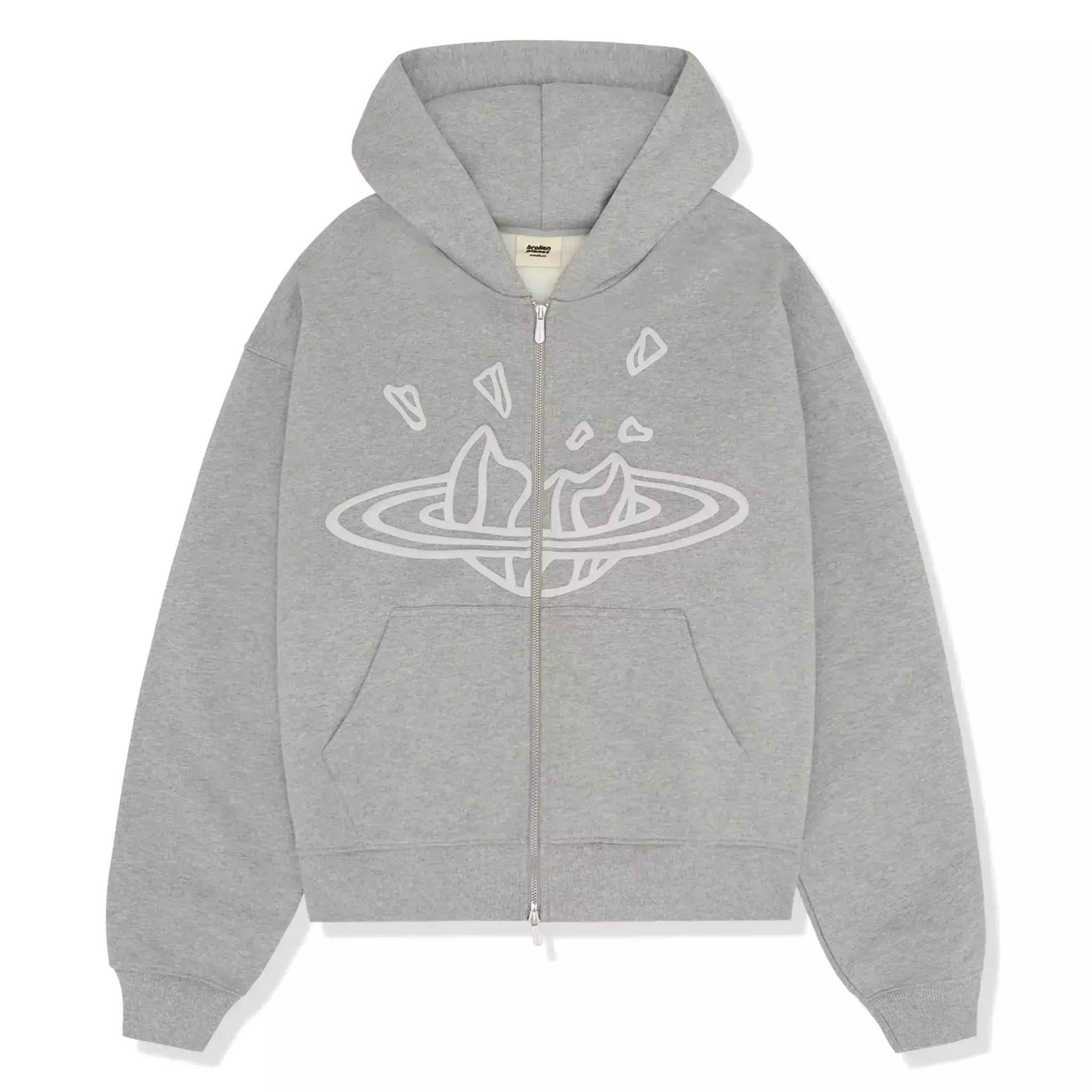 Broken Planet Zip-Up Heather Grey Hoodie