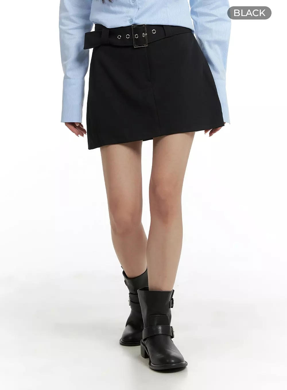 Buckle Chic Cotton Mini Skirt CM427