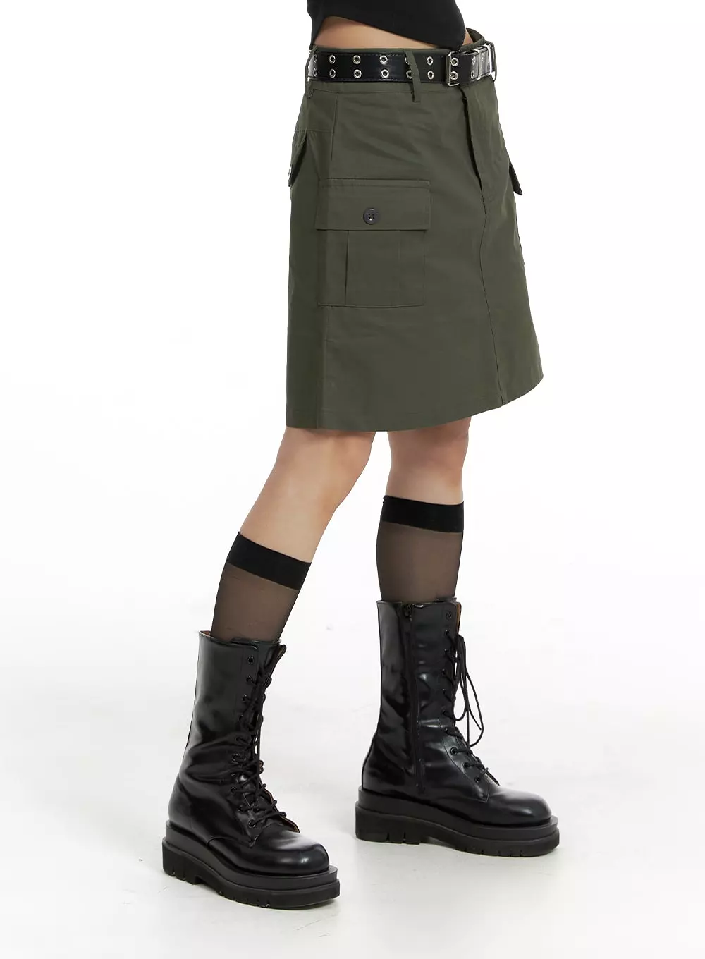 Cargo Midi Skirt with Belt CF428