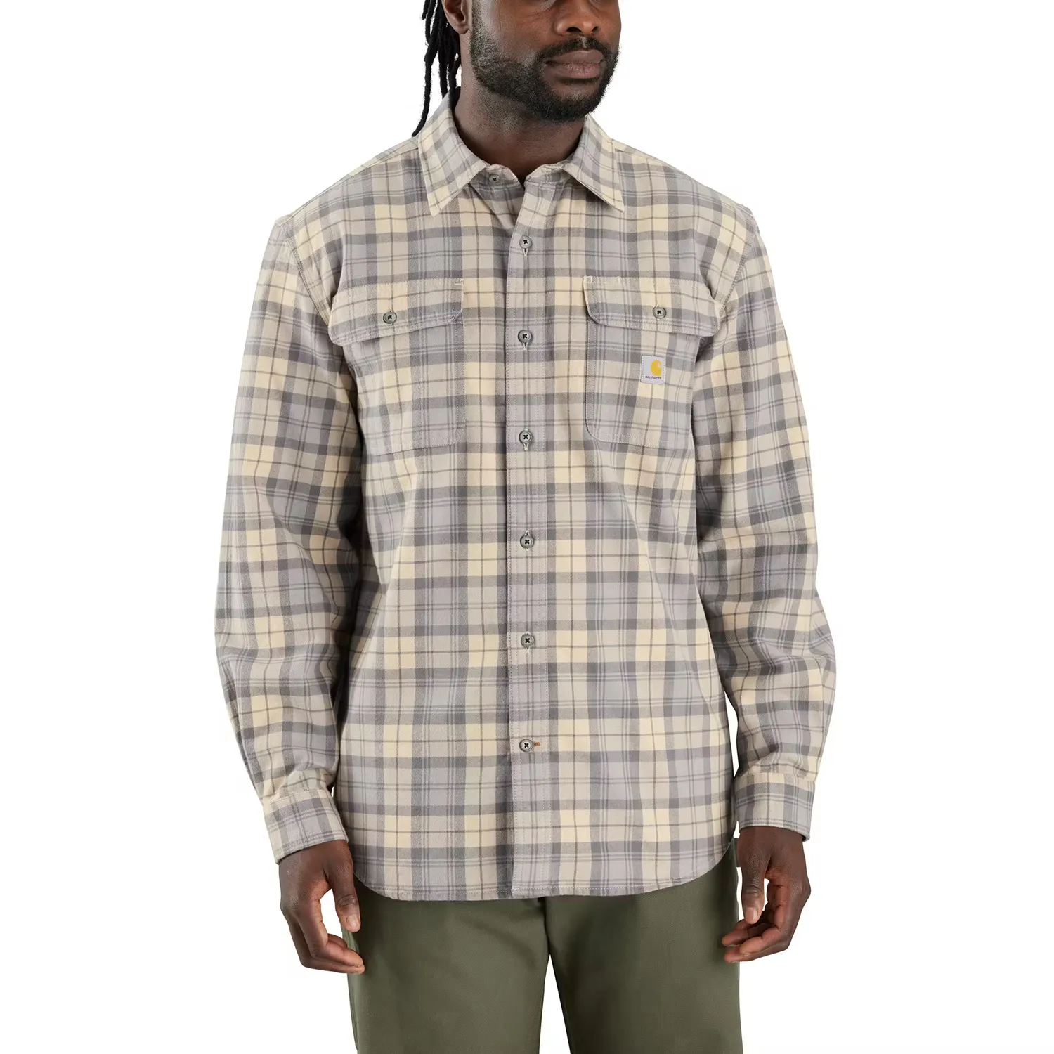 Carhartt Men’s LOOSE FIT HEAVYWEIGHT FLANNEL LONG-SLEEVE PLAID SHIRT