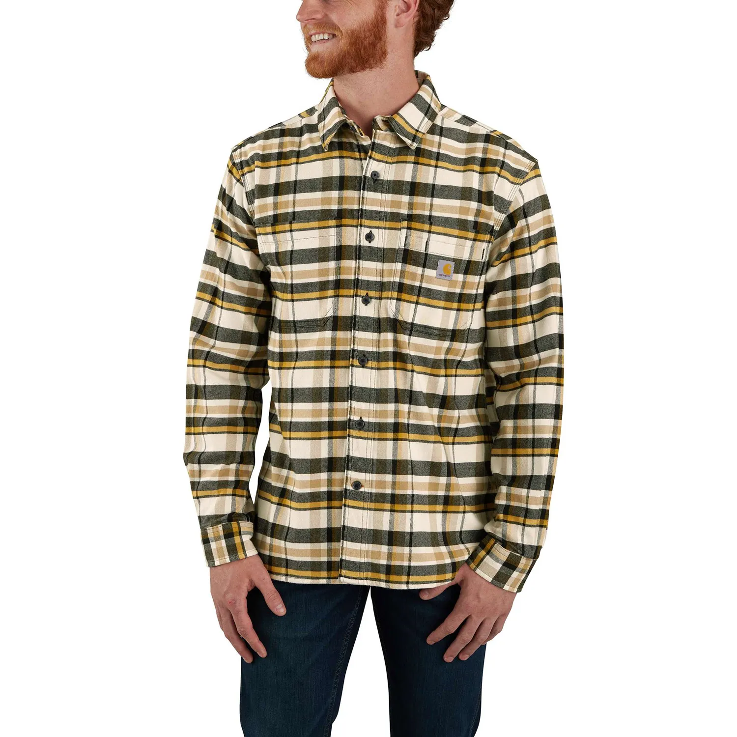 Carhartt Men’s MIDWEIGHT FLANNEL RUGGED FLEX RELAXED FIT LONG-SLEEVE PLAID SHIRT