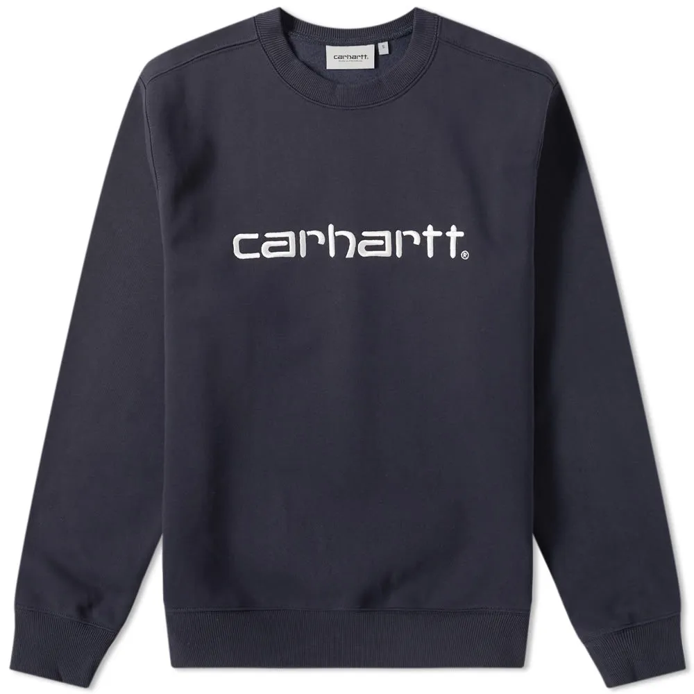 Carhartt WIP Embroidered Logo SweatDark Navy & White