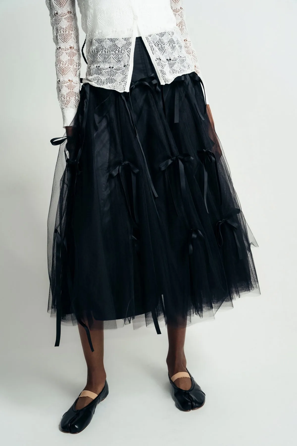 CAROLINE HU | TULLE BOWKNOT MIDI SKIRT