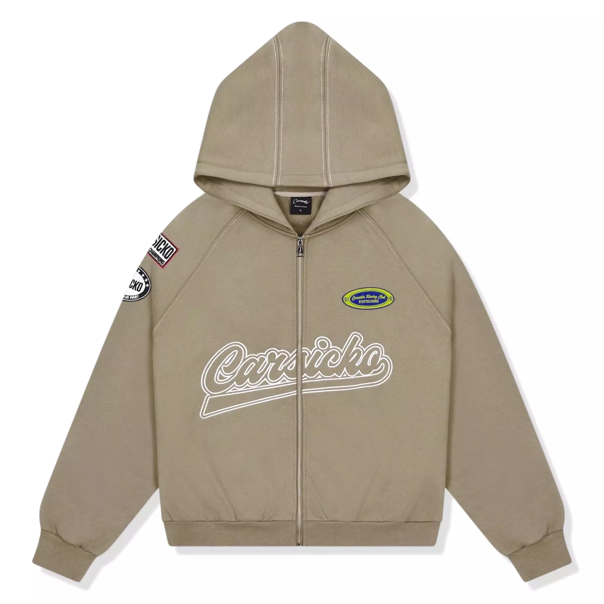 Carsicko Racing Club Zip-Up Cream Hoodie