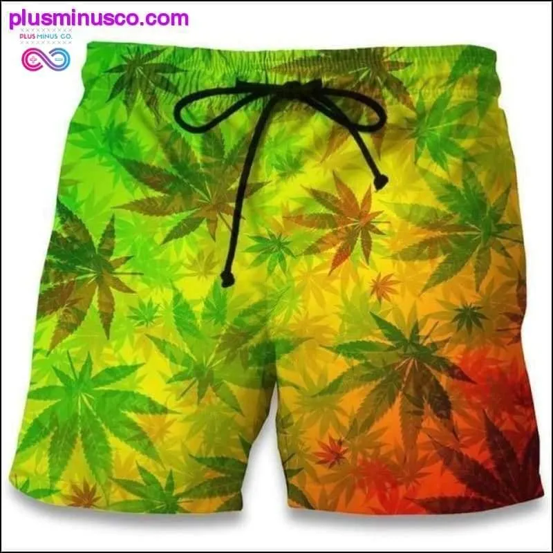 Casual Beach Shorts 2017 Fashion Maple Leaf Weeds 3D Print