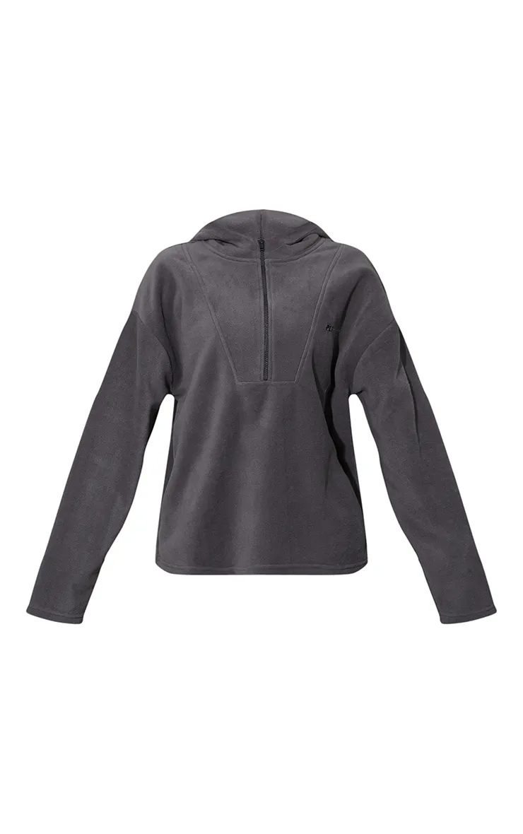 Charcoal Half Zip Hooded Fleece | Active