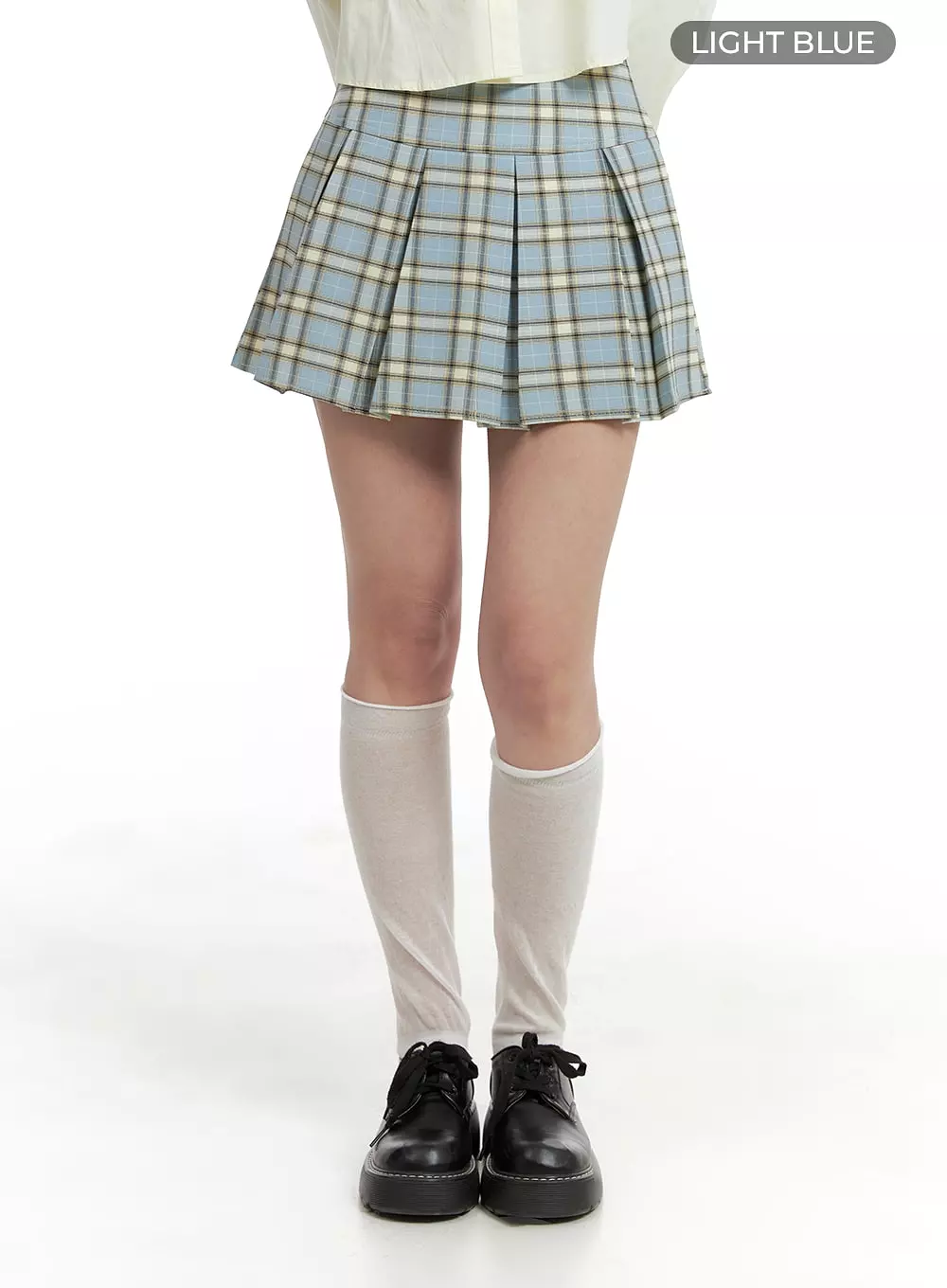 Checkered Pleated Mini Skirt OM425