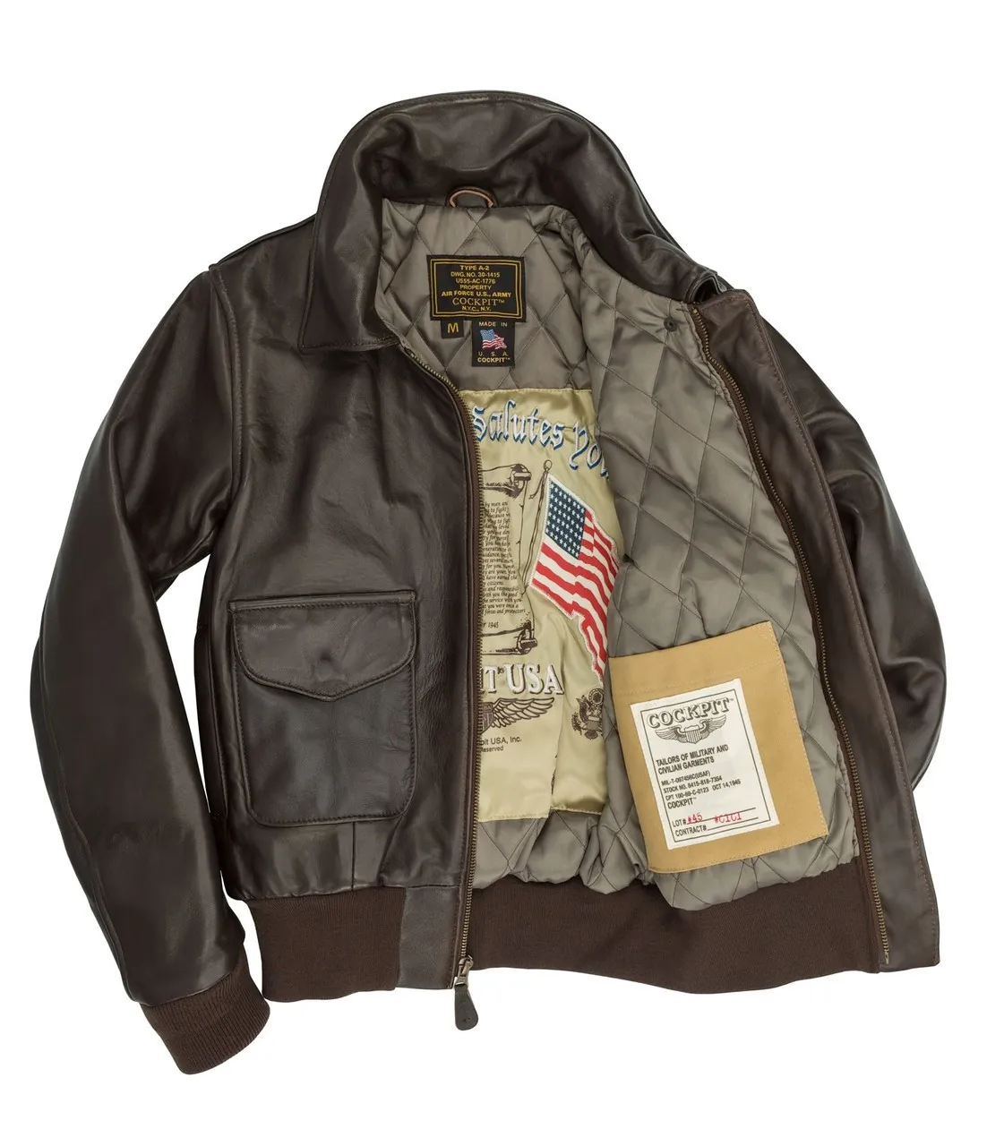 Cockpit USA Women's WASP A-2 Flight Jacket Brown or Black USA Made