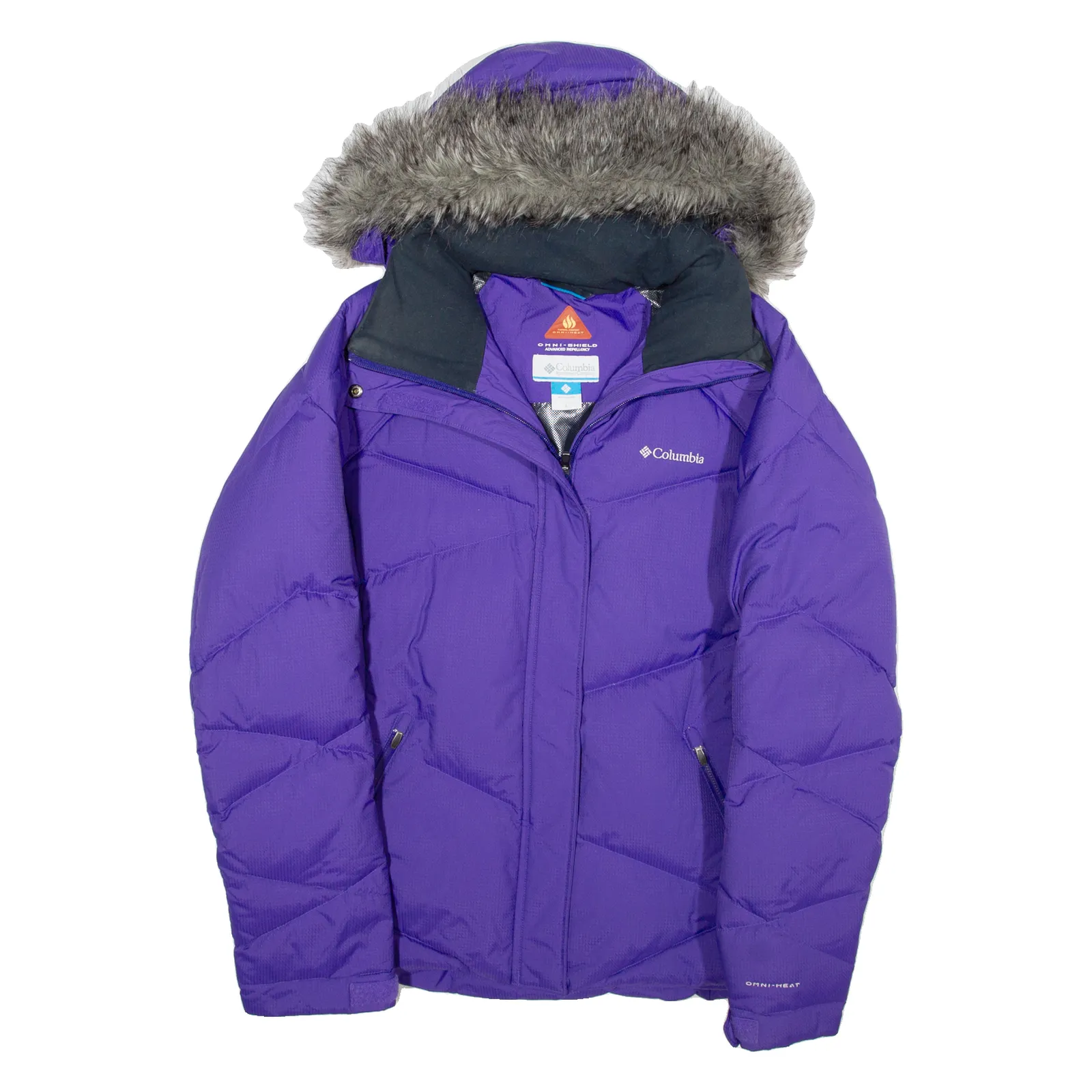 COLUMBIA Omni Heat Womens Puffer Jacket Purple Hooded L