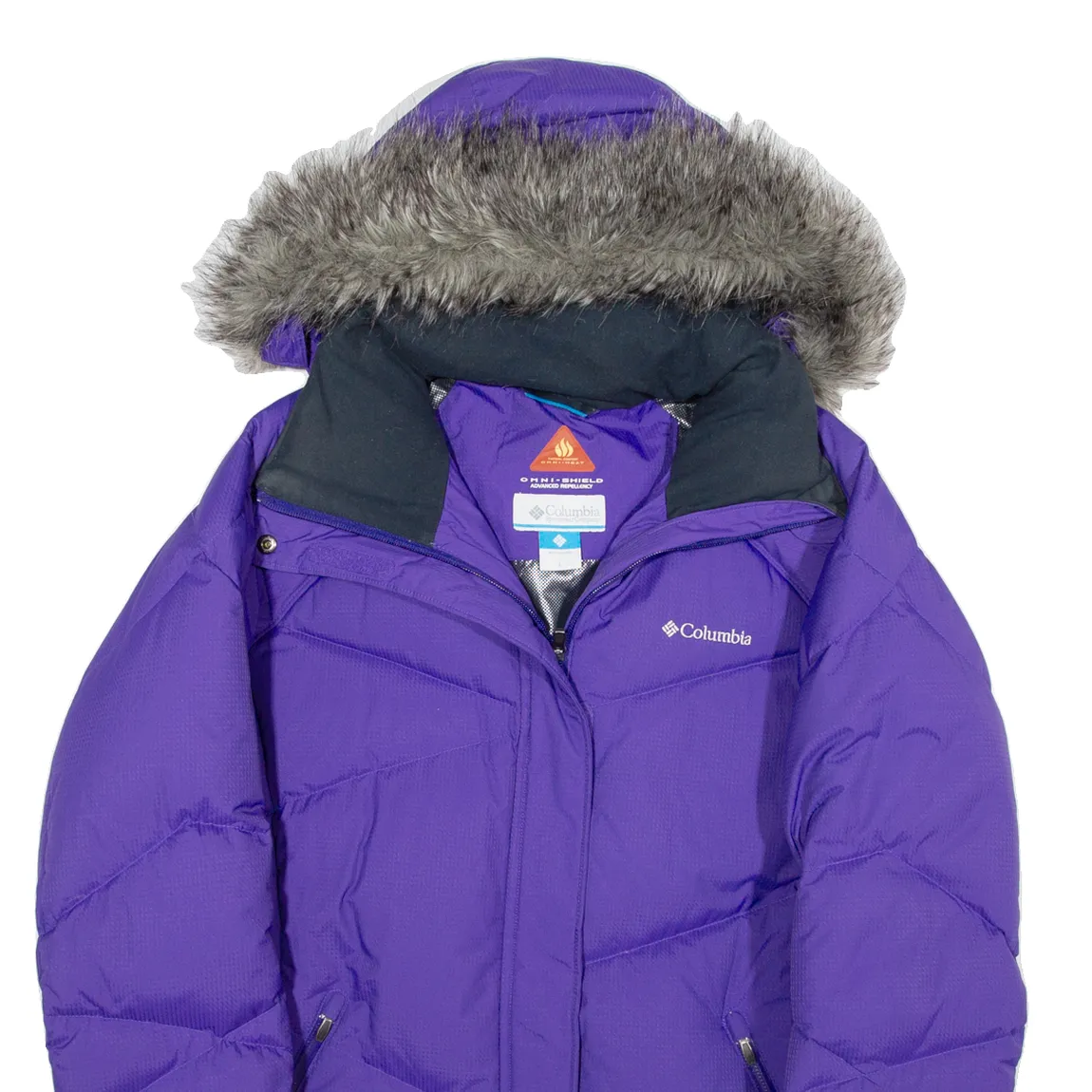 COLUMBIA Omni Heat Womens Puffer Jacket Purple Hooded L